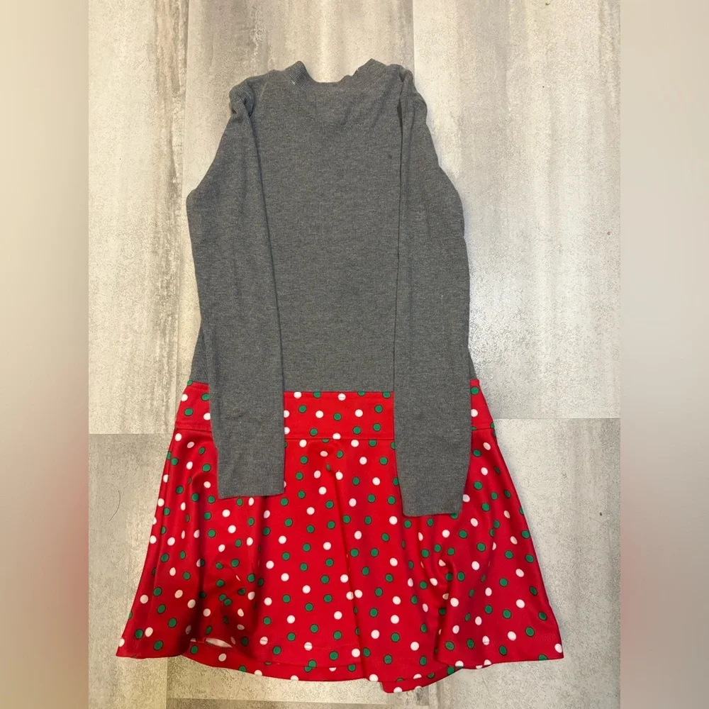 beautiful Christmas dress Gray and Red Polka Dot Dress